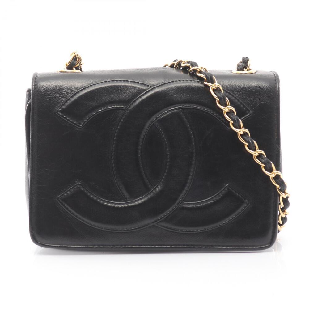 Chanel Coco Mark Shoulder Bag Lambskin Sheepskin Black